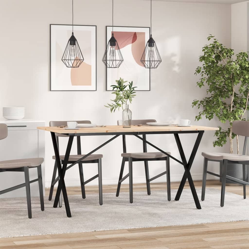 Spisebord Kjøkkenbord X-ramme 160x80x75 cm heltre furu og støpejern