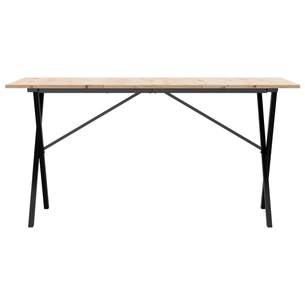 Spisebord Kjøkkenbord X-ramme 160x80x75 cm heltre furu og støpejern