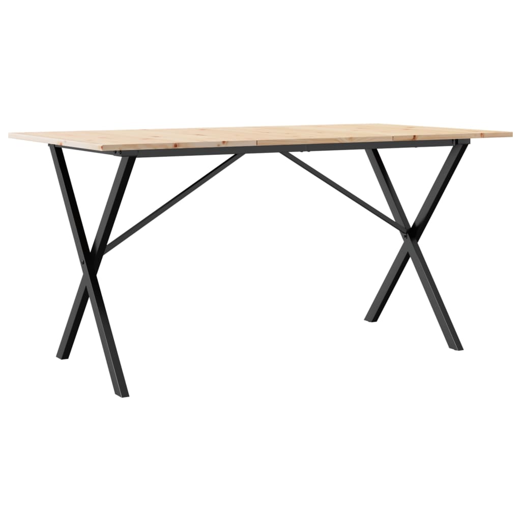 Spisebord Kjøkkenbord X-ramme 160x80x75 cm heltre furu og støpejern