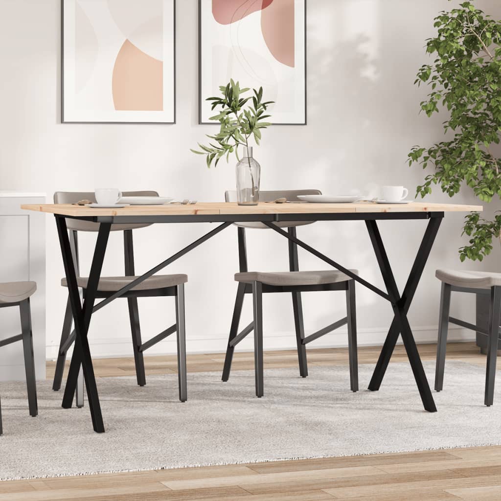 Spisebord Kjøkkenbord X-ramme 160x80x75 cm heltre furu og støpejern