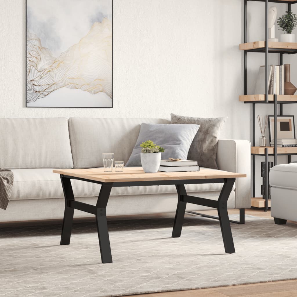Salongbord Sofabord DIV. Y-ramme 80x80x45 cm heltre furu og støpejern