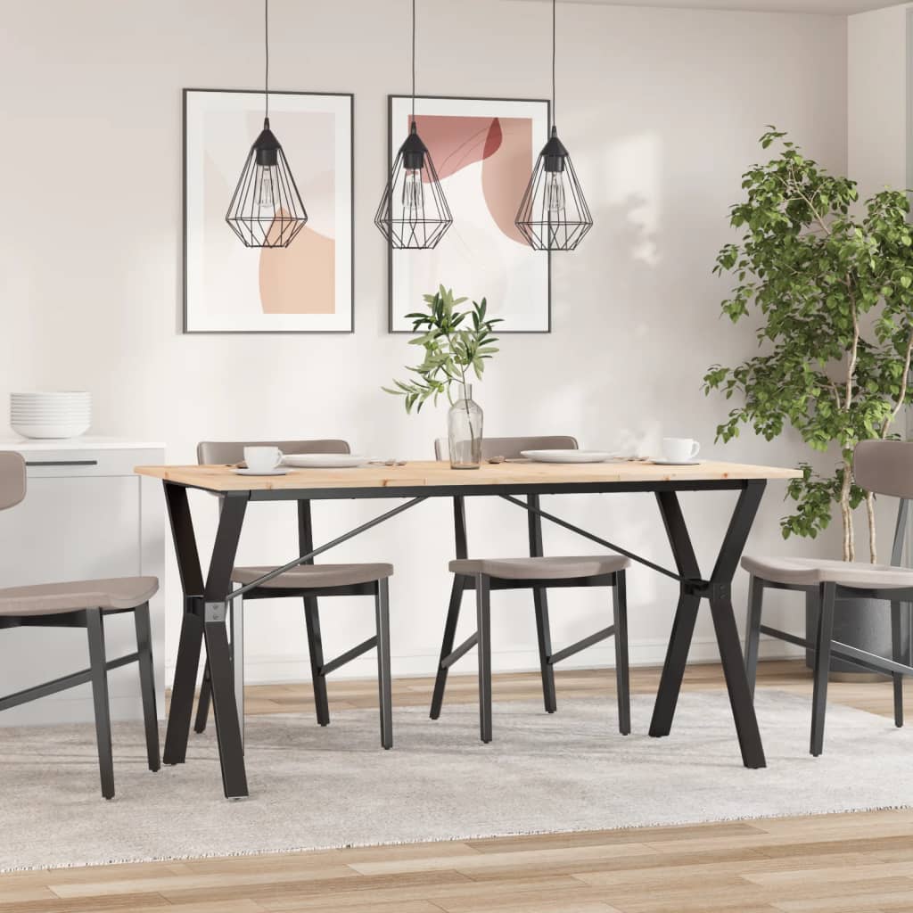 Spisebord Kjøkkenbord Y-ramme 140x80x75 cm heltre furu og støpejern