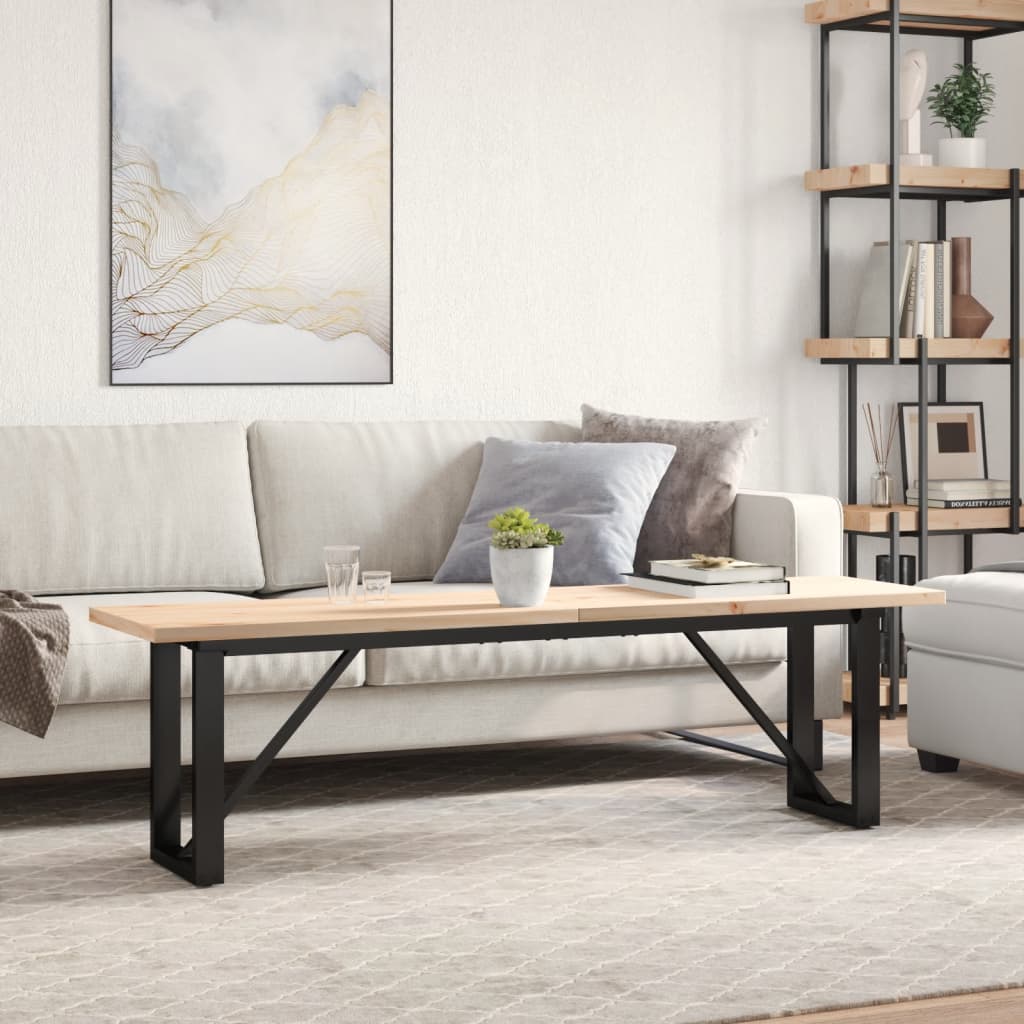 Salongbord Sofabord DIV. O-ramme 160x40x45,5 cm heltre furu og støpejern