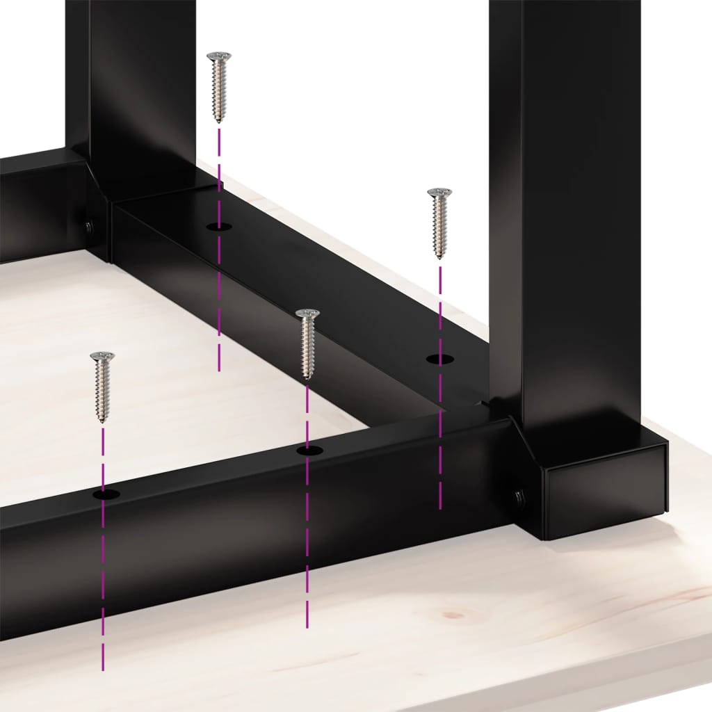Spisebord O-ramme 80x80x75,5 cm heltre furu og stål