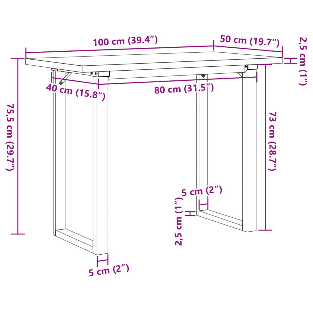 Spisebord Kjøkkenbord O-ramme 100x50x75,5 cm heltre furu og støpejern