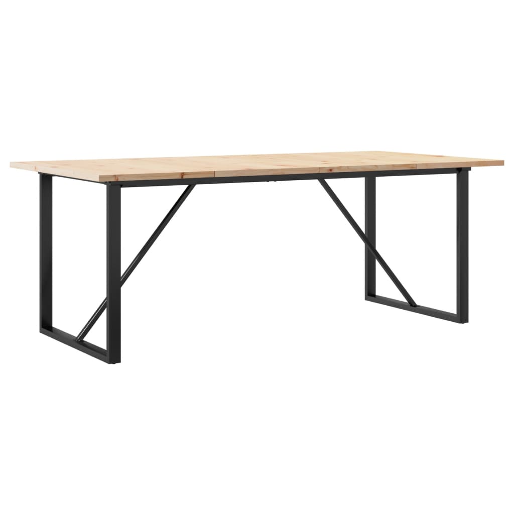 Spisebord O-ramme 200x100x75,5 cm heltre furu og stål