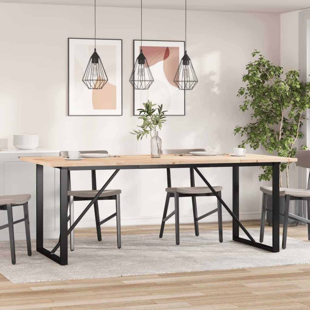 Spisebord O-ramme 200x100x75,5 cm heltre furu og stål