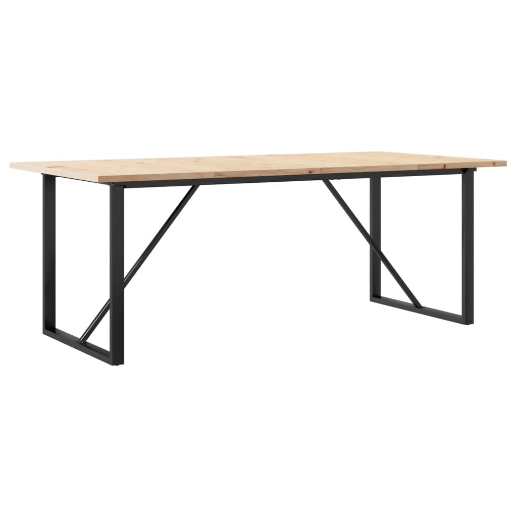 Spisebord O-ramme 200x100x75,5 cm heltre furu og stål