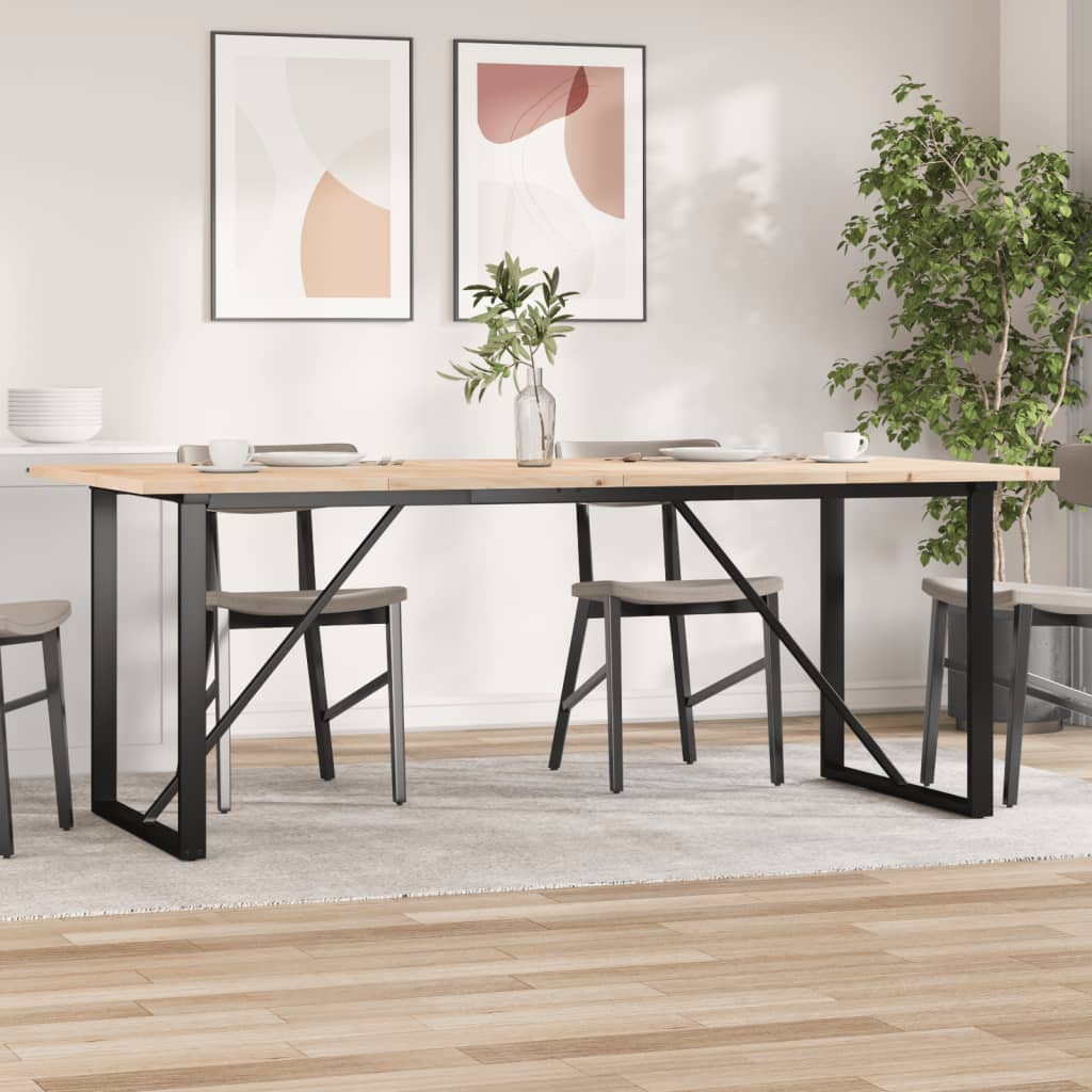 Spisebord O-ramme 200x100x75,5 cm heltre furu og stål