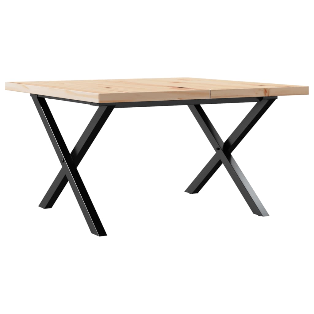 Salongbord Sofabord DIV. X-ramme 60x60x40,5 cm heltre furu og støpejern