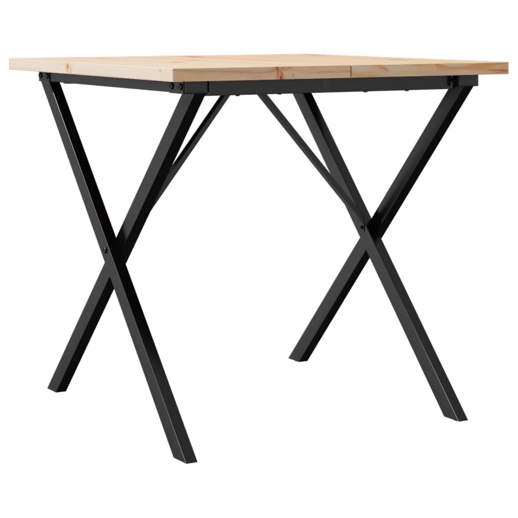 Spisebord Kjøkkenbord X-ramme 90x90x75,5 cm heltre furu og støpejern