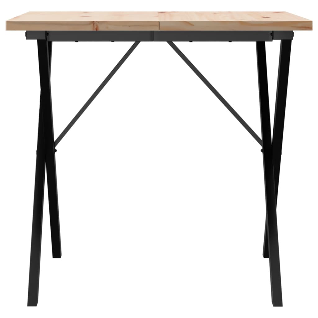 Spisebord Kjøkkenbord X-ramme 90x90x75,5 cm heltre furu og støpejern