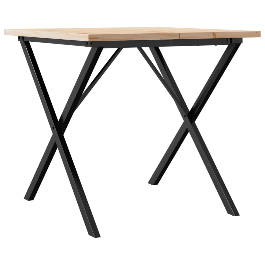 Spisebord Kjøkkenbord X-ramme 90x90x75,5 cm heltre furu og støpejern