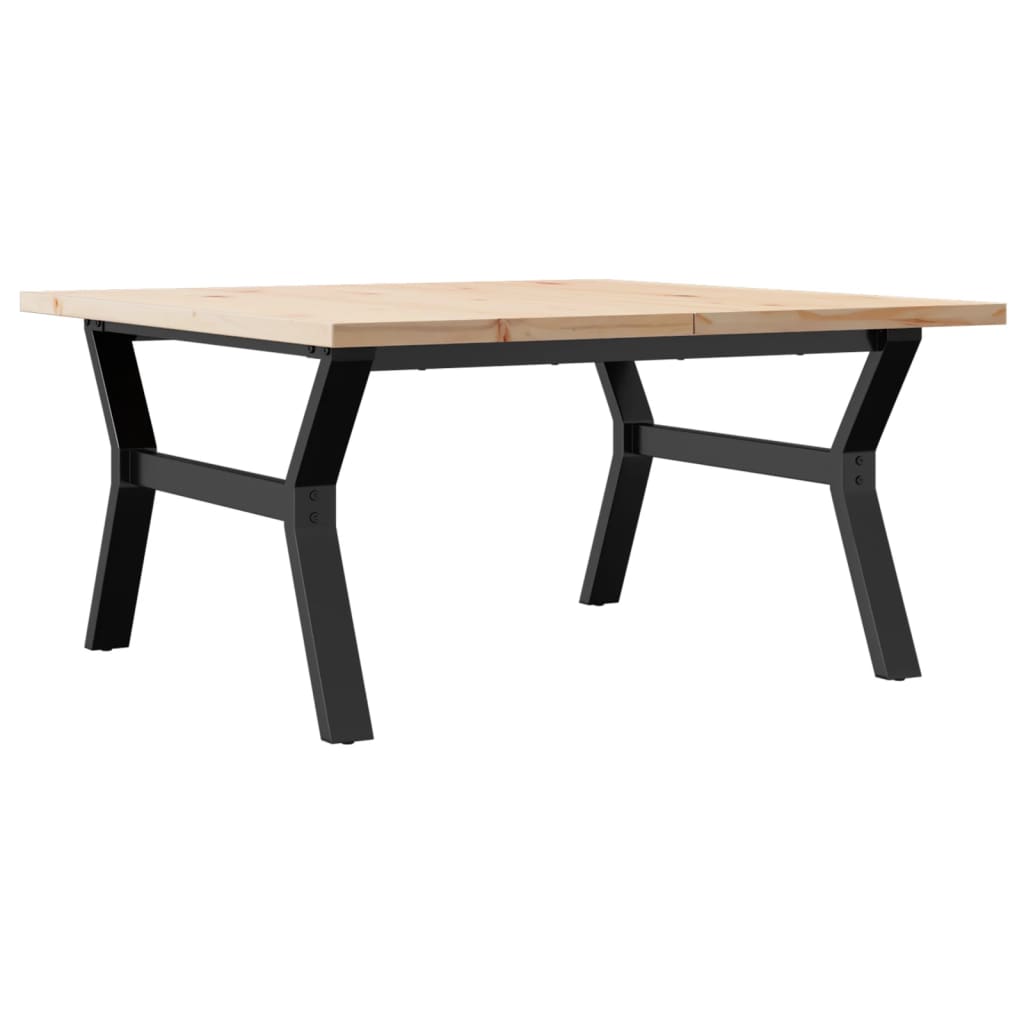 Salongbord Sofabord DIV. Y-ramme 90x90x45,5 cm heltre furu og støpejern