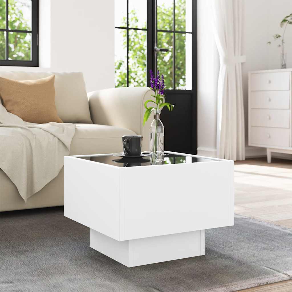 Sidebord Hvit LED 40x40x30 cm