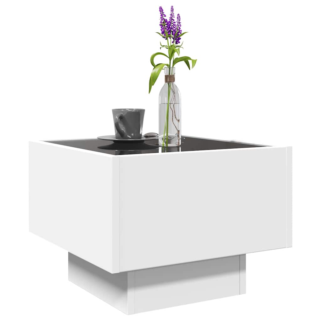 Sidebord Hvit LED 40x40x30 cm
