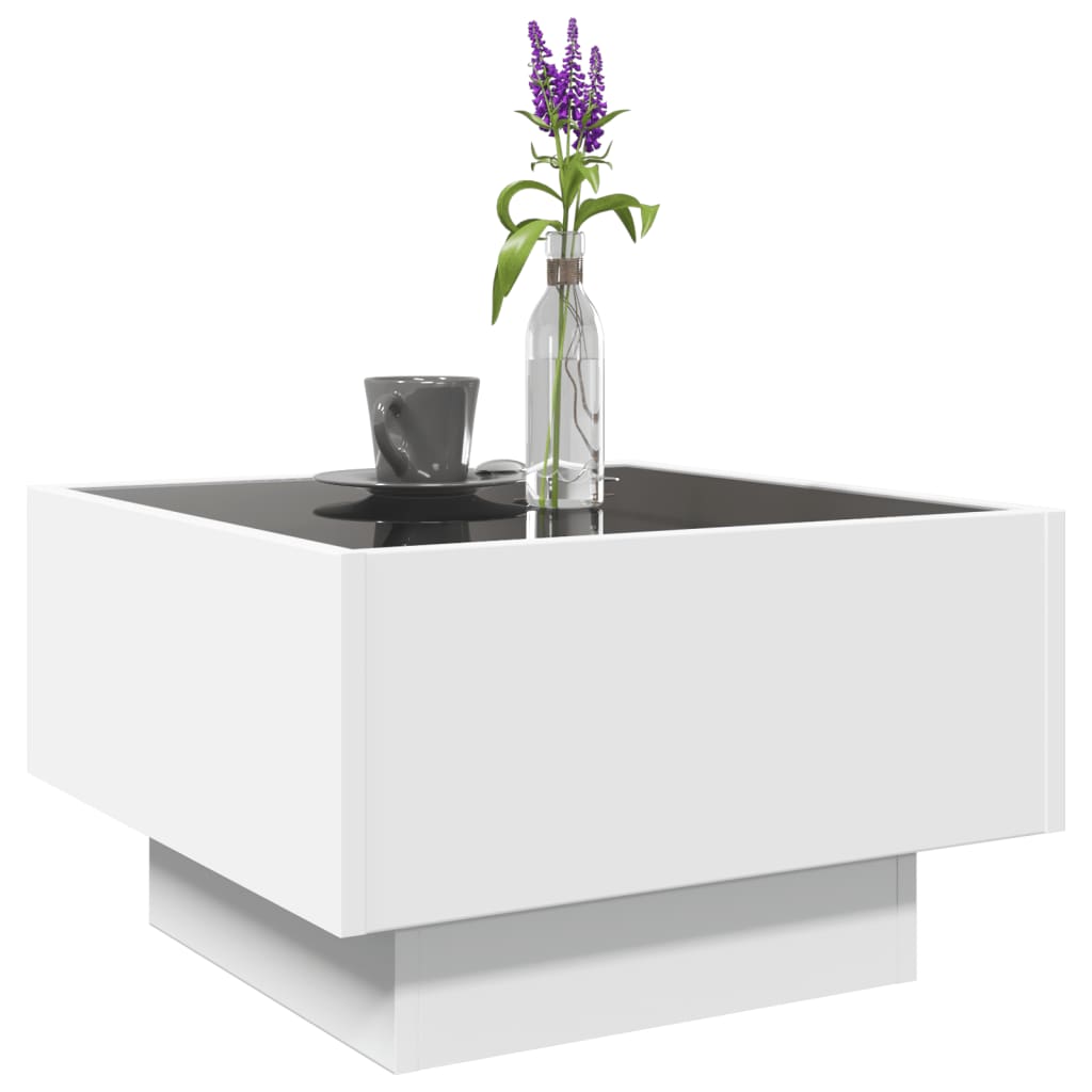 Salongbord Sofabord Hvit med LED 50x50x30 cm