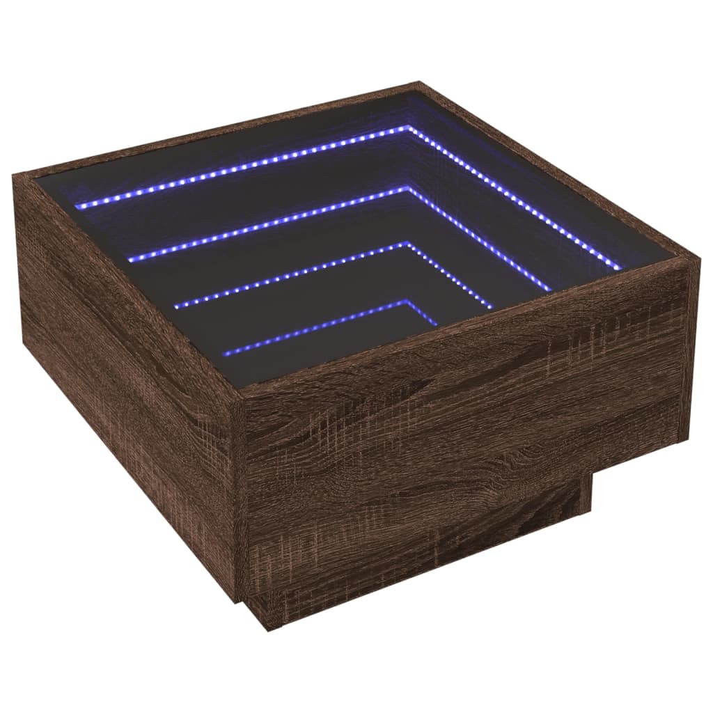 Salongbord Sofabord Brun Eik med LED 50x50x30 cm