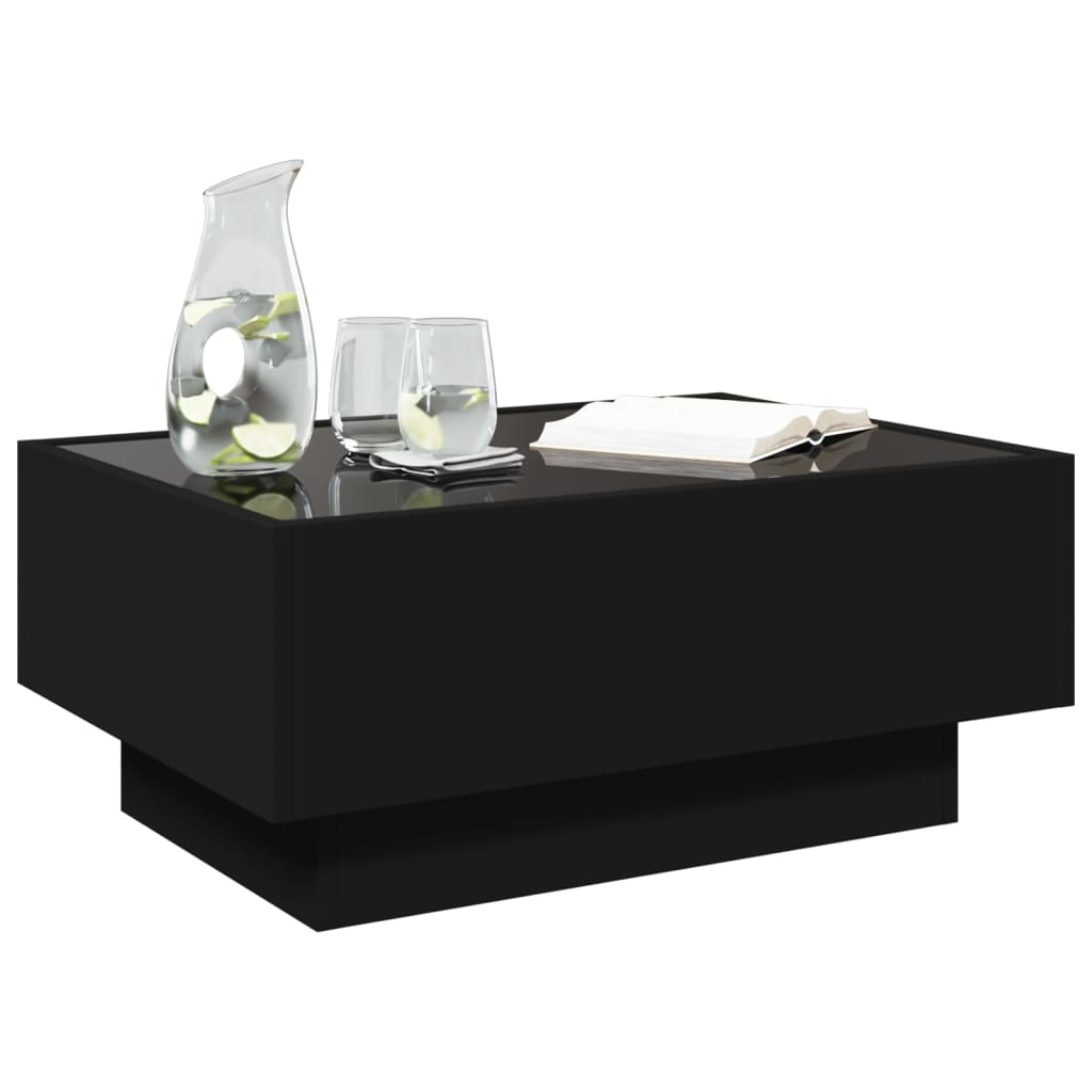 Salongbord Sofabord Svart med LED 70x50x30 cm