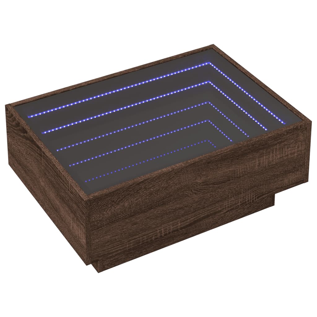 Salongbord Sofabord Brun Eik med LED 70x50x30 cm