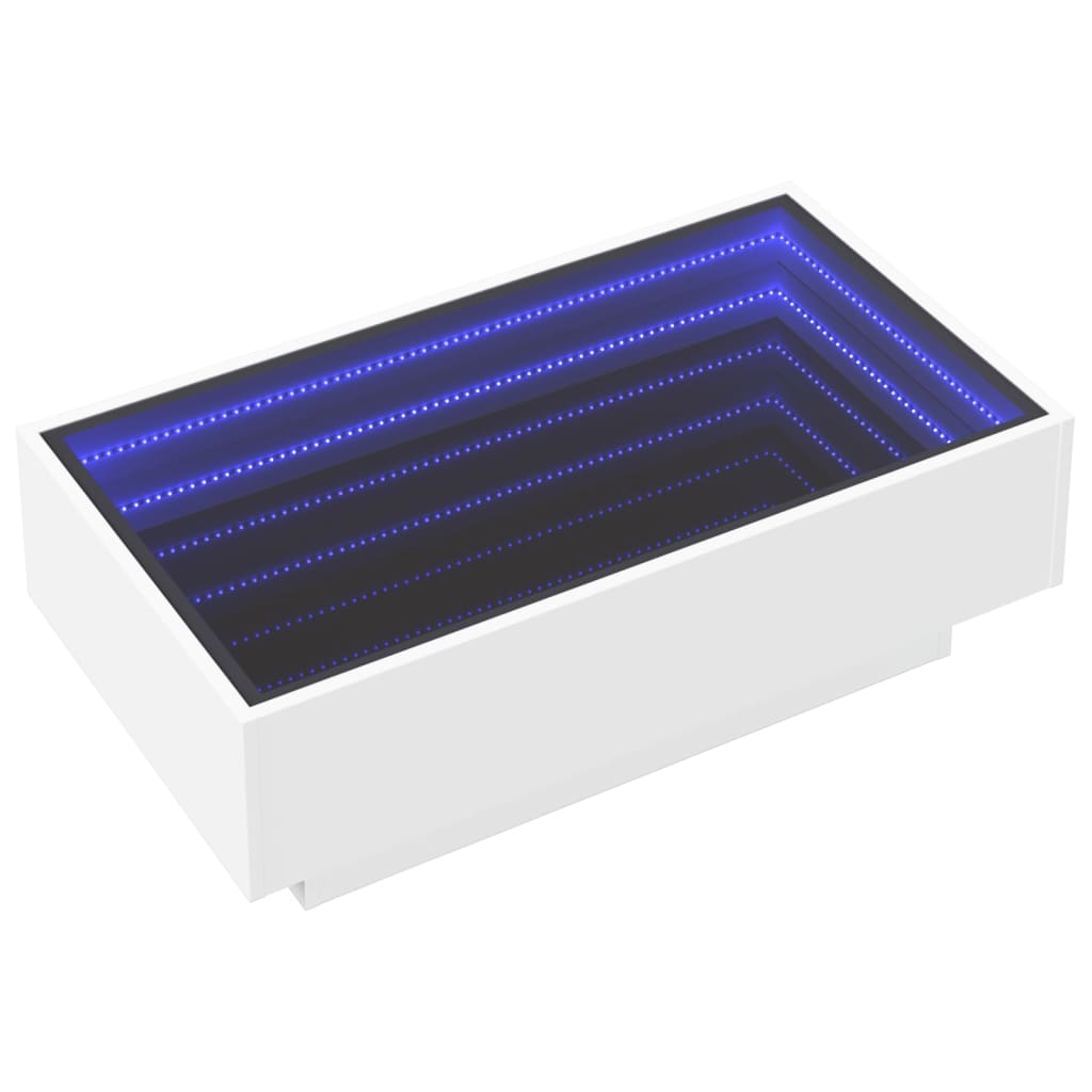 Salongbord Sofabord Hvit med LED 90x50x30 cm