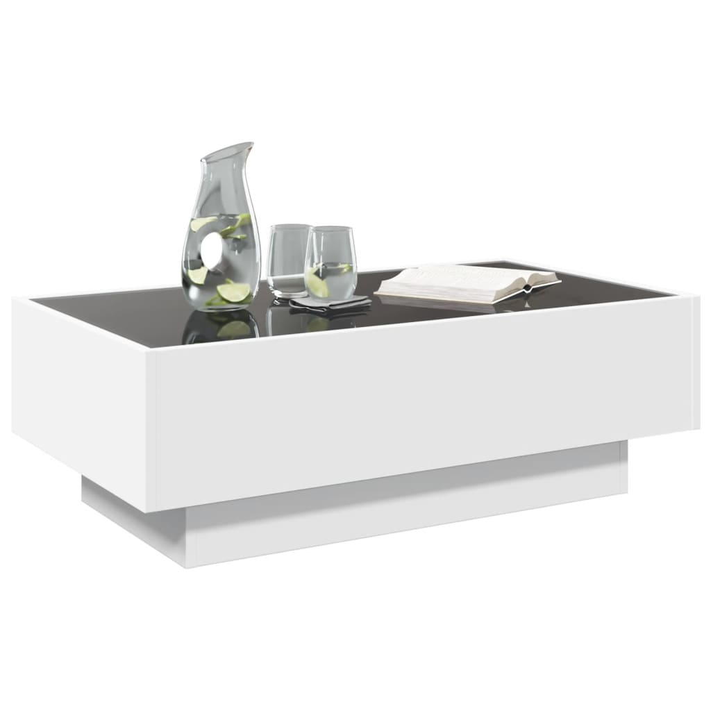 Salongbord Sofabord Hvit med LED 90x50x30 cm