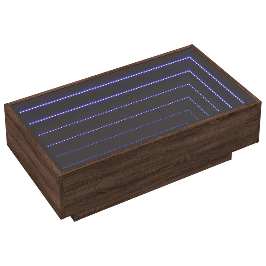 Salongbord Sofabord Brun Eik med LED 90x50x30 cm