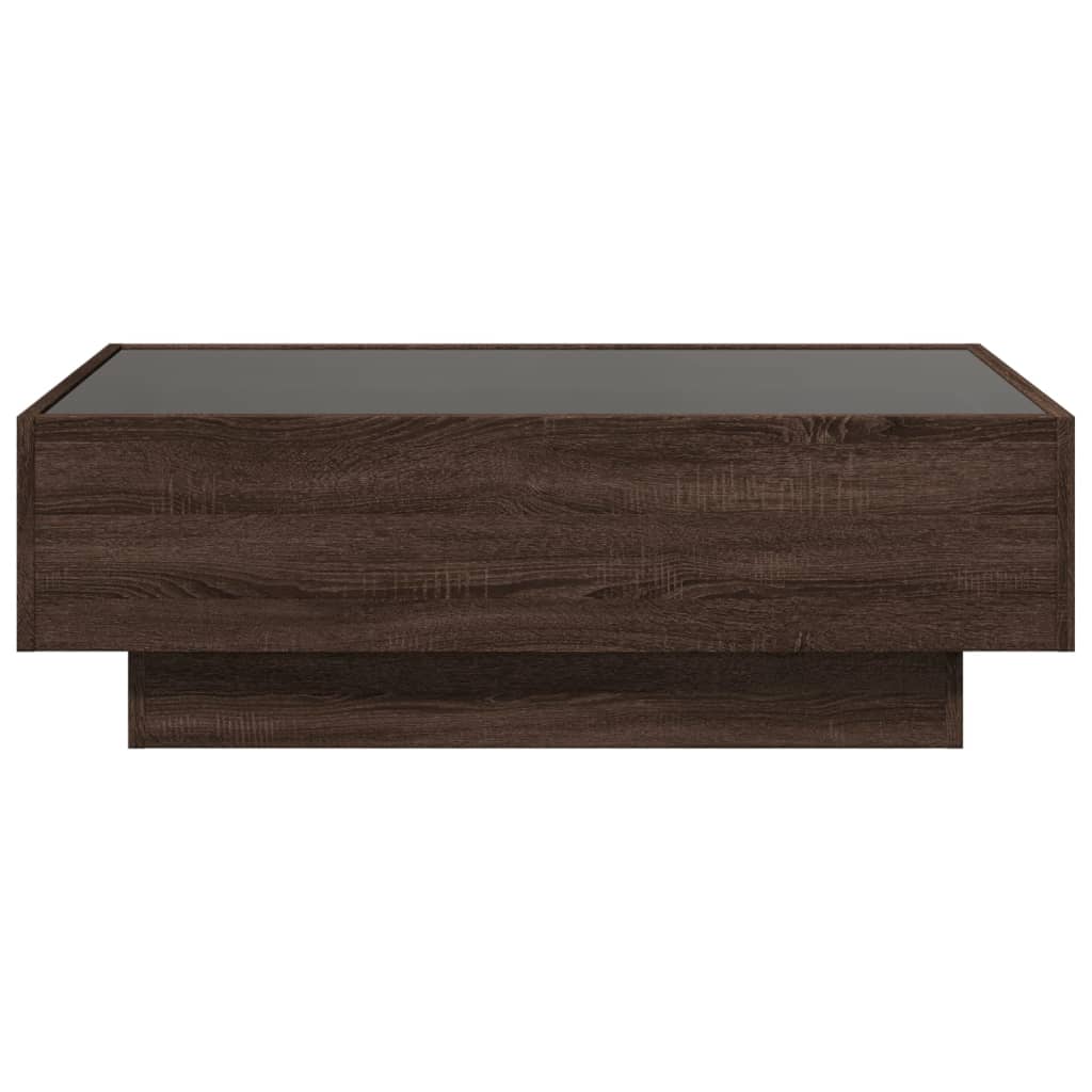 Salongbord Sofabord Brun Eik med LED 90x50x30 cm