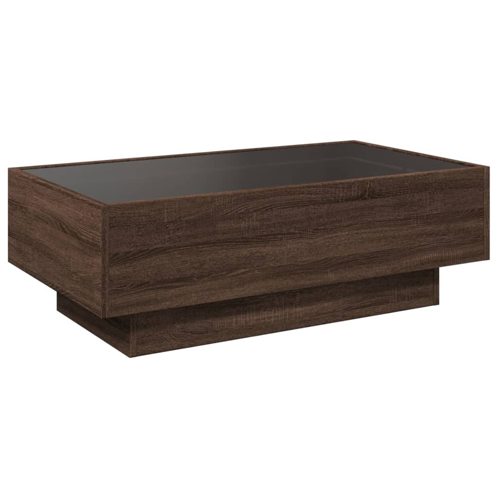 Salongbord Sofabord Brun Eik med LED 90x50x30 cm