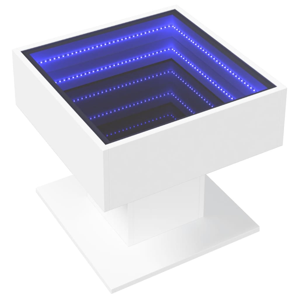 Salongbord Sofabord Hvit med LED 50x50x45 cm