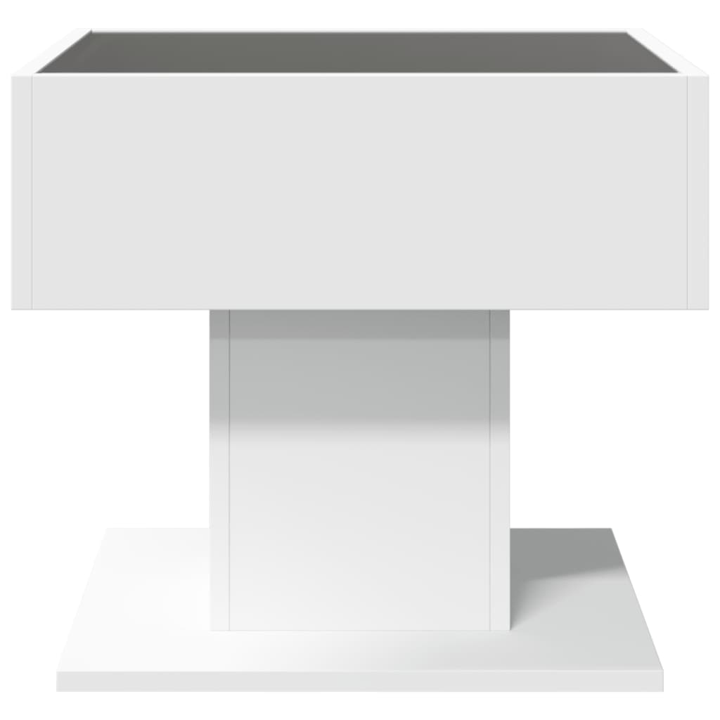 Salongbord Sofabord Hvit med LED 50x50x45 cm