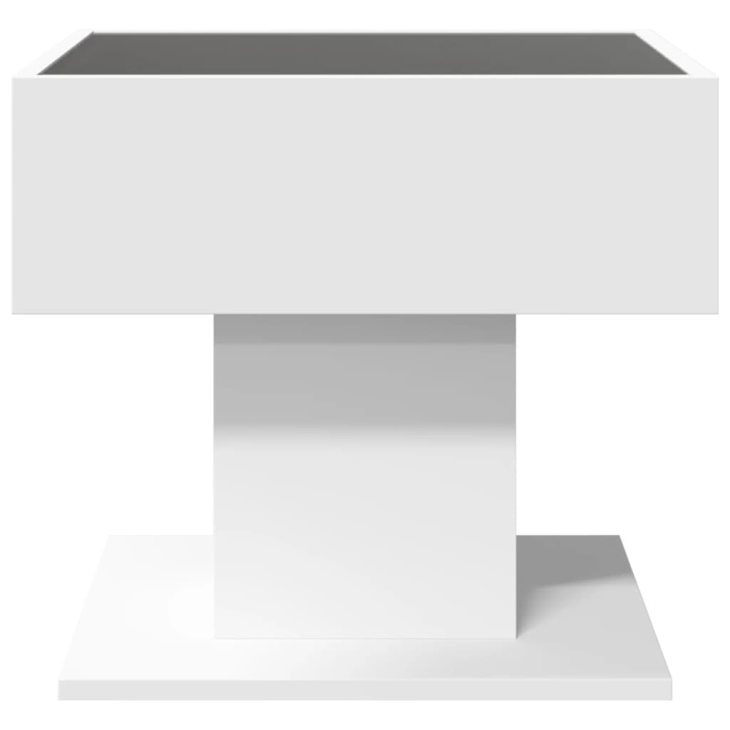 Salongbord Sofabord Hvit med LED 50x50x45 cm