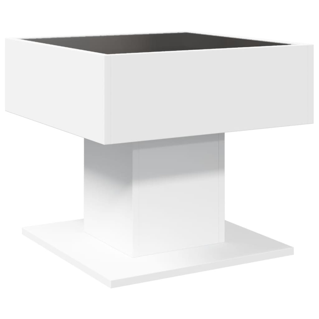 Salongbord Sofabord Hvit med LED 50x50x45 cm