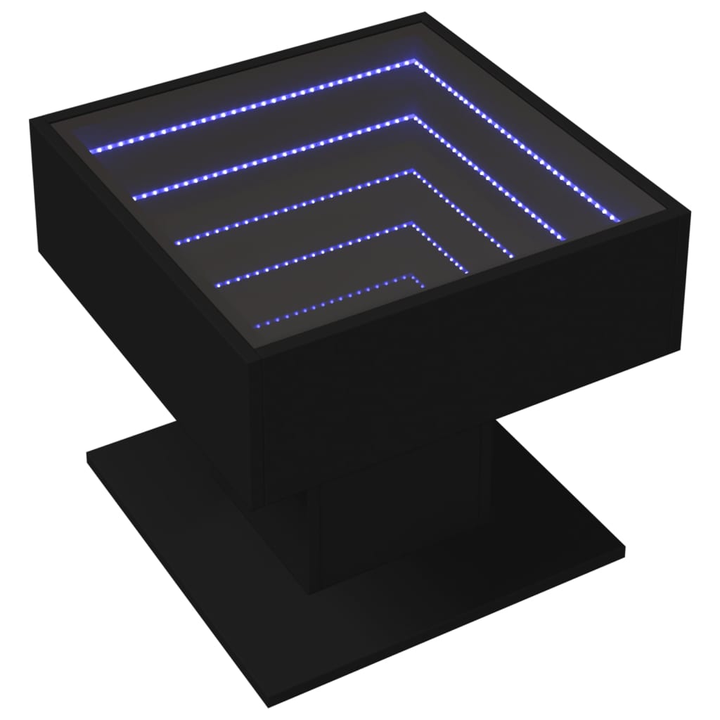 Salongbord Sofabord Svart med LED 50x50x45 cm