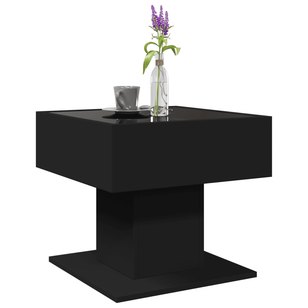 Salongbord Sofabord Svart med LED 50x50x45 cm