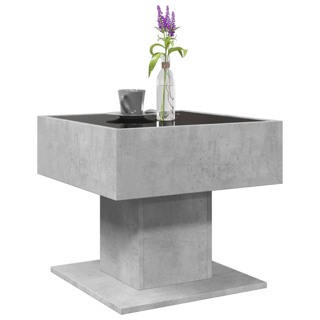 Salongbord Sofabord Betonggrå med LED 50x50x45 cm