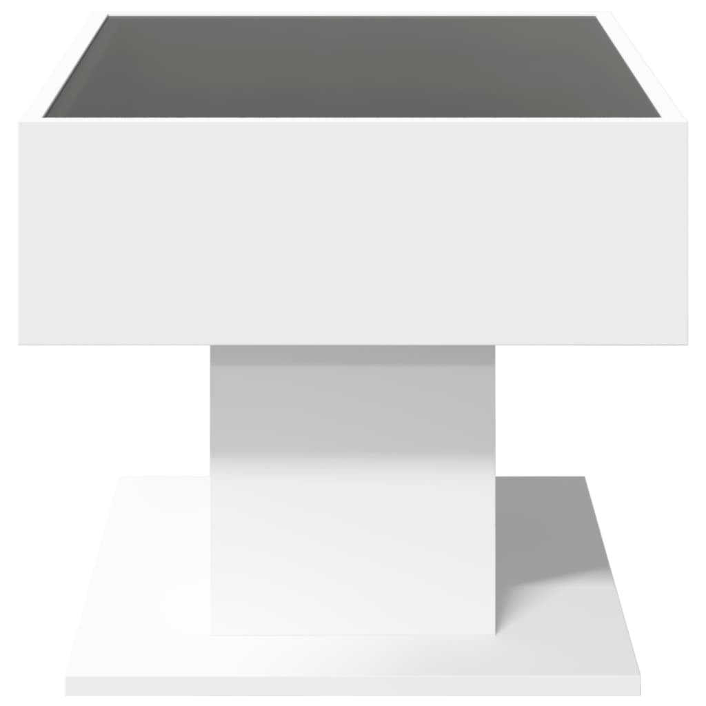 Salongbord Sofabord Hvit med LED 70x50x45 cm
