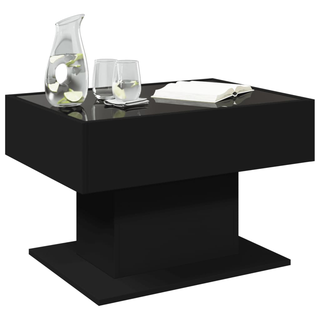 Salongbord Sofabord Svart med LED 70x50x45 cm