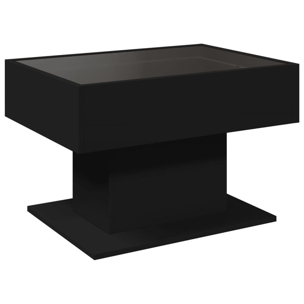 Salongbord Sofabord Svart med LED 70x50x45 cm