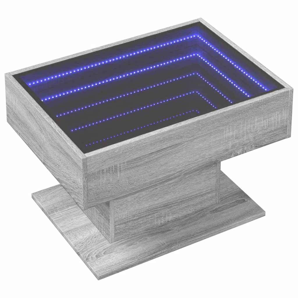 Salongbord Sofabord Sonoma Grå med LED 70x50x45 cm