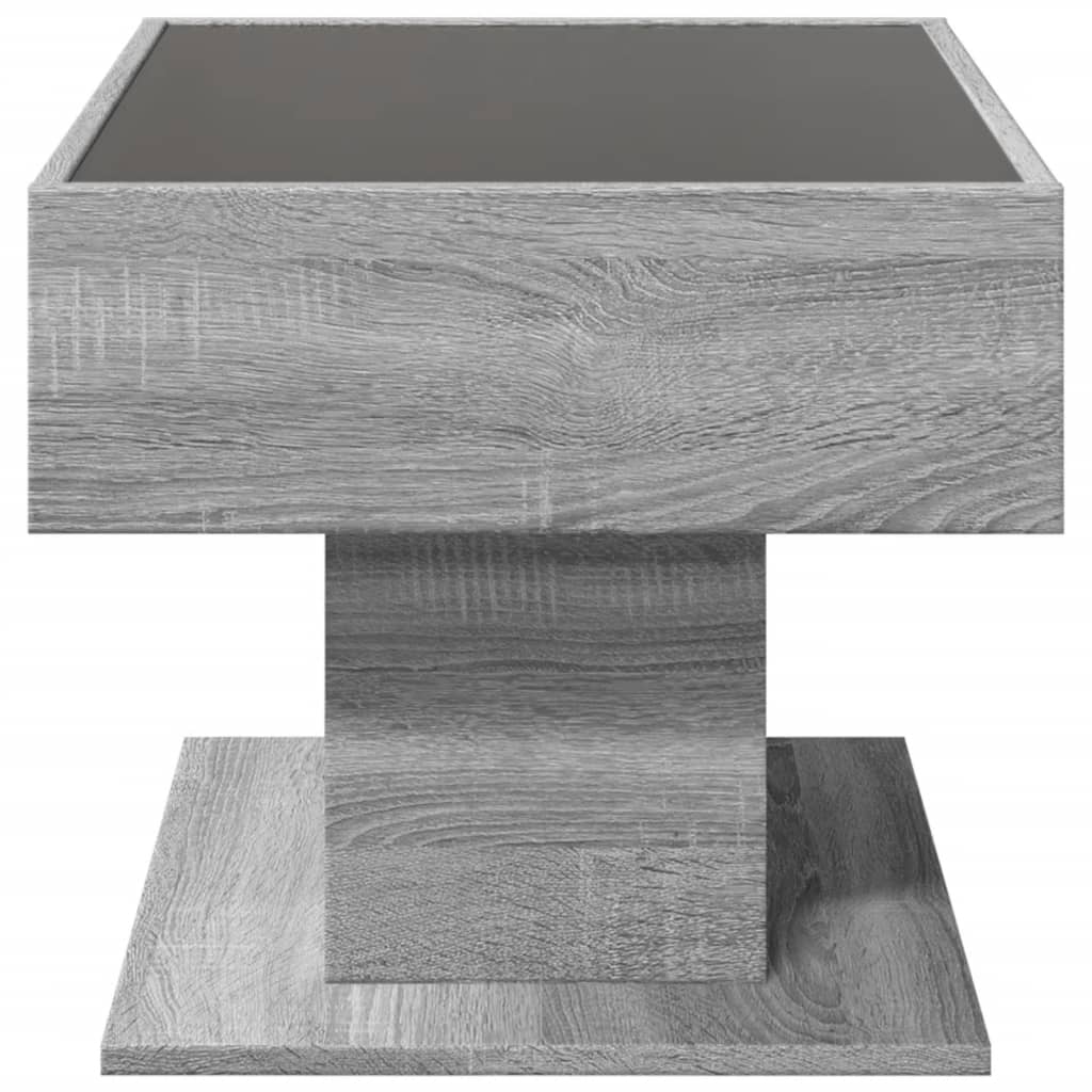 Salongbord Sofabord Sonoma Grå med LED 70x50x45 cm