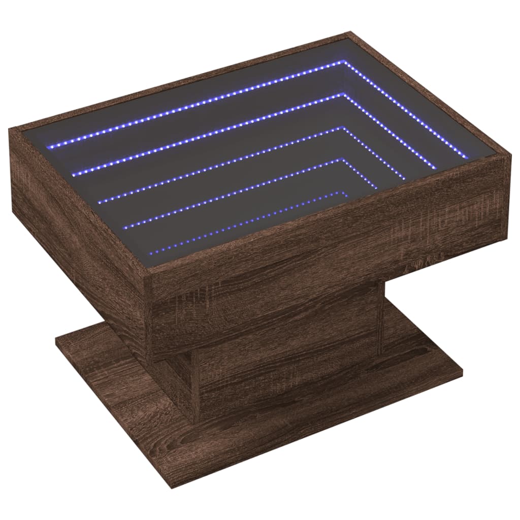 Salongbord Sofabord Brun Eik med LED 70x50x45 cm