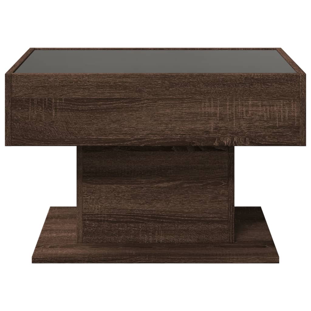 Salongbord Sofabord Brun Eik med LED 70x50x45 cm