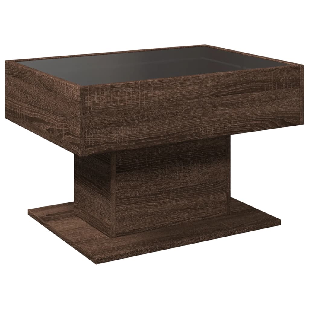 Salongbord Sofabord Brun Eik med LED 70x50x45 cm