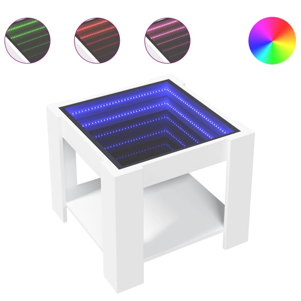 Salongbord Sofabord Hvit med LED 53x53x45 cm