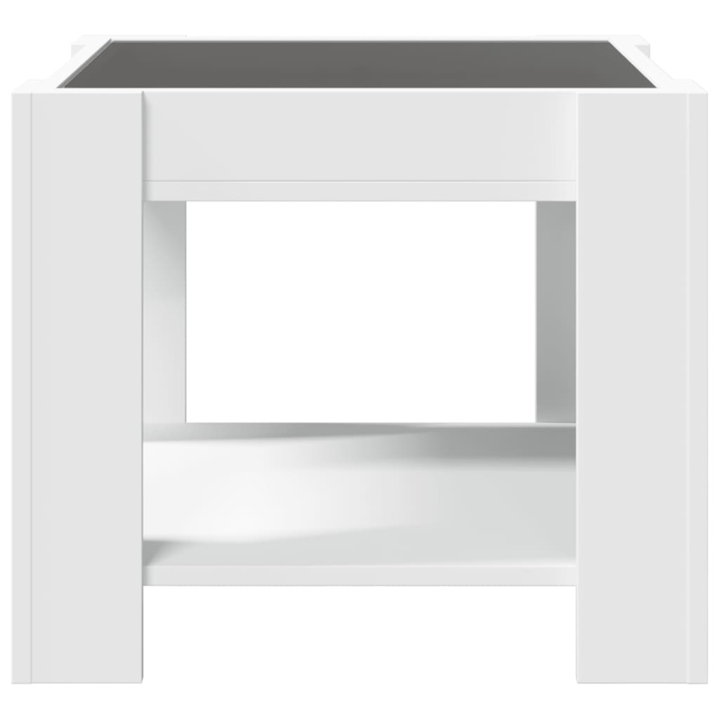 Salongbord Sofabord Hvit med LED 53x53x45 cm