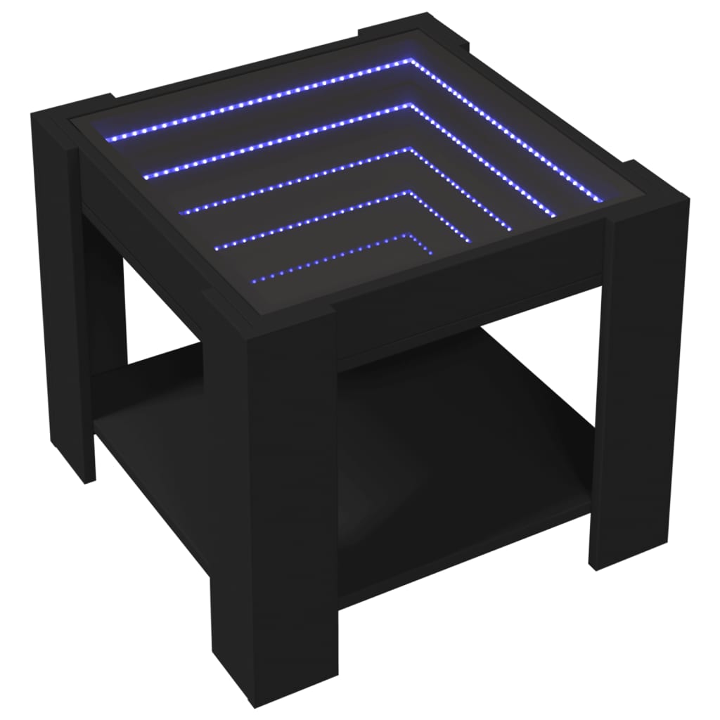 Salongbord Sofabord Svart med LED 53x53x45 cm