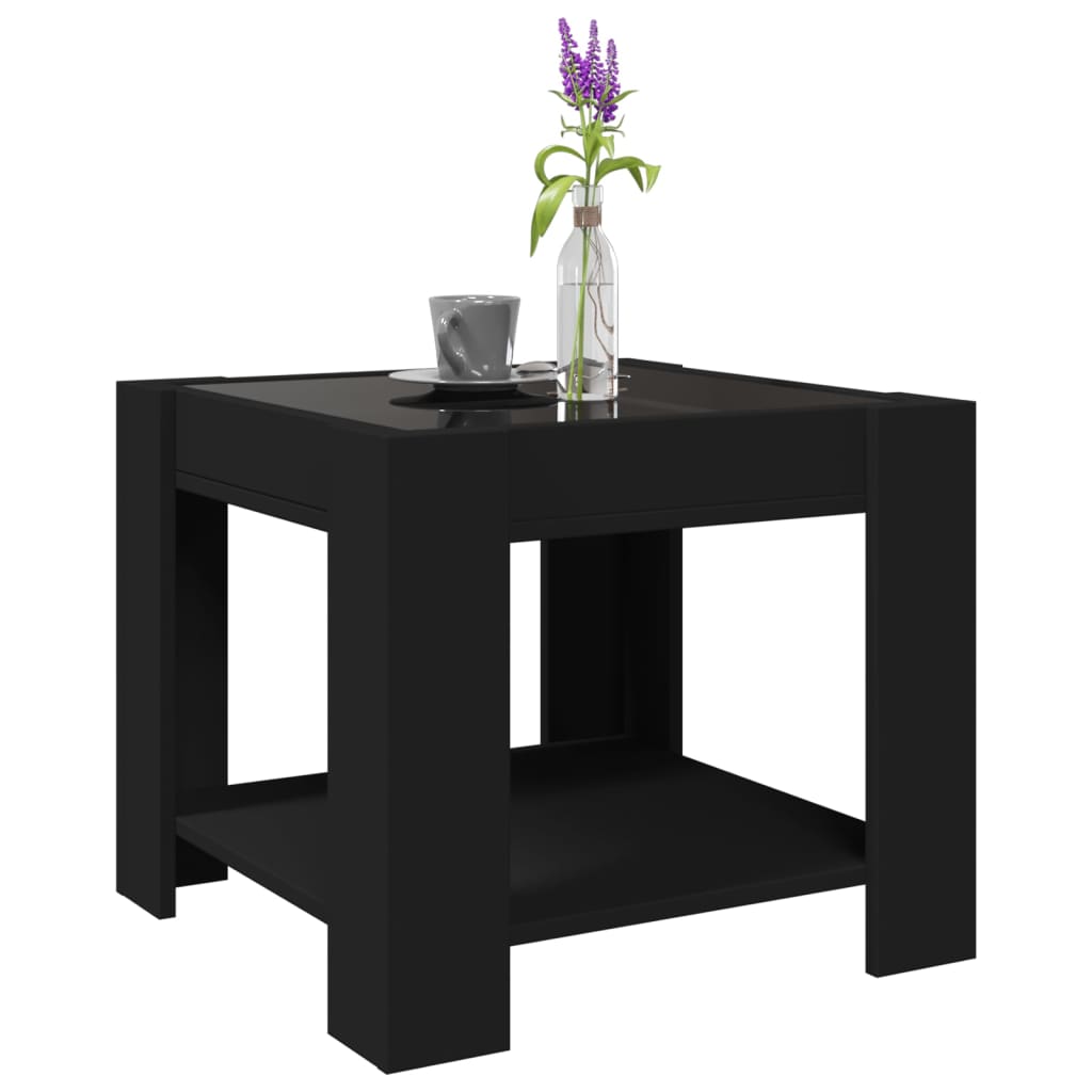 Salongbord Sofabord Svart med LED 53x53x45 cm