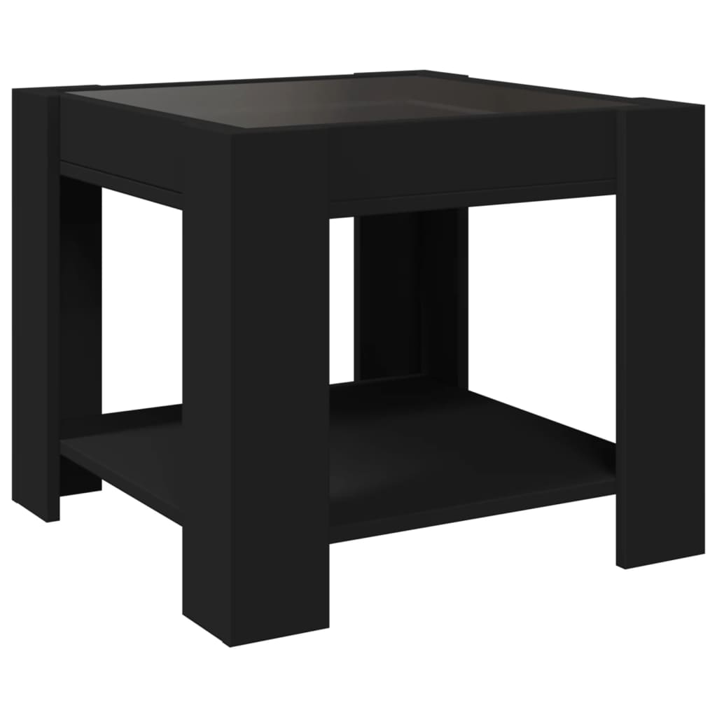 Salongbord Sofabord Svart med LED 53x53x45 cm