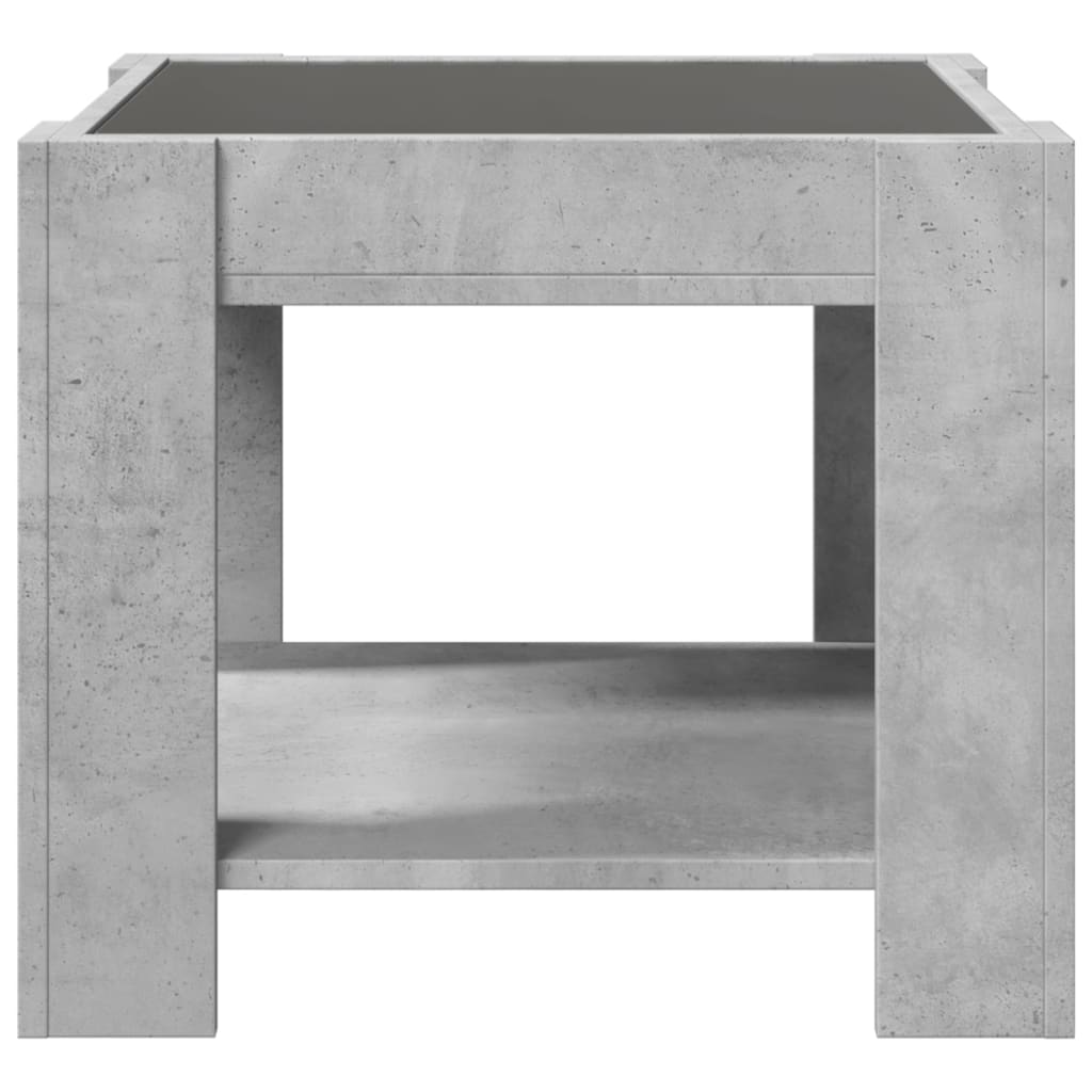 Salongbord Sofabord Betonggrå med LED 53x53x45 cm